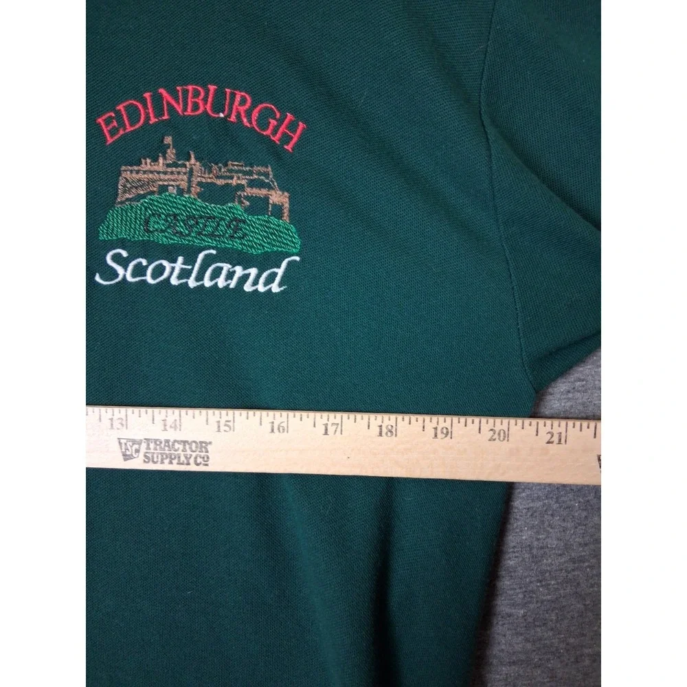 Millennium Mens Polo UK Medium Green Edinburg Scotland Castle Logo Embroidered